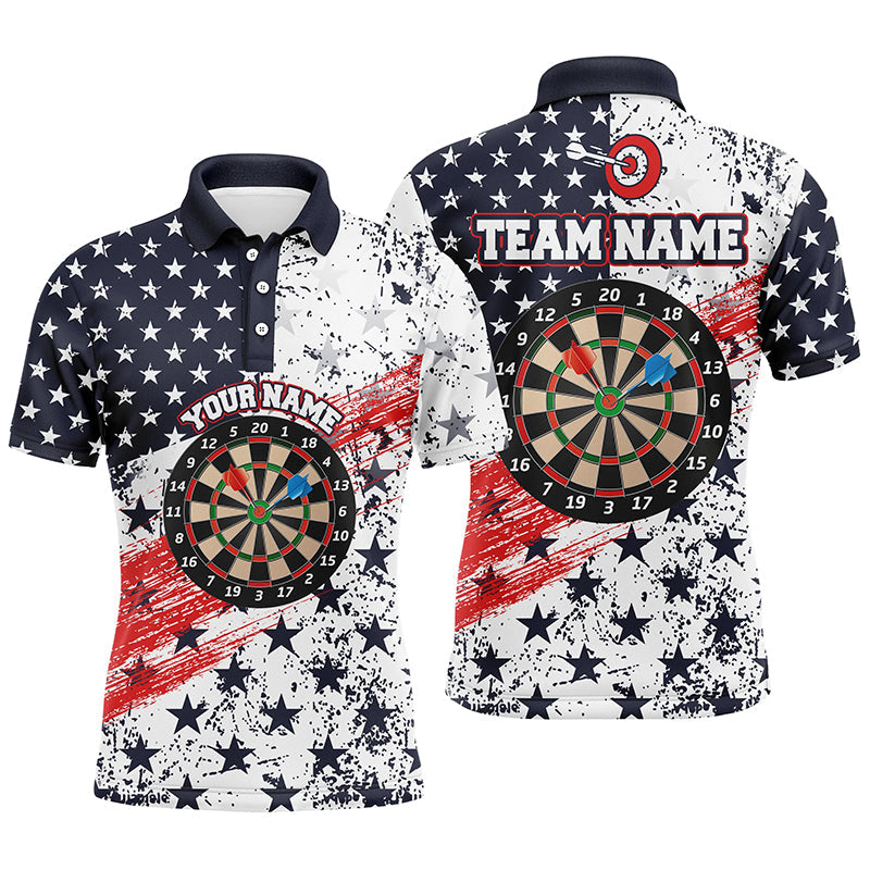 Personalized American Flag Mens Darts Polo Shirts Custom Dart Shirts For Men Dart Team Jerseys VHM1109