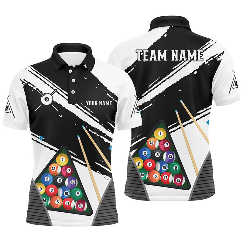 Personalized White Black Billiard Balls Polo Shirts For Men