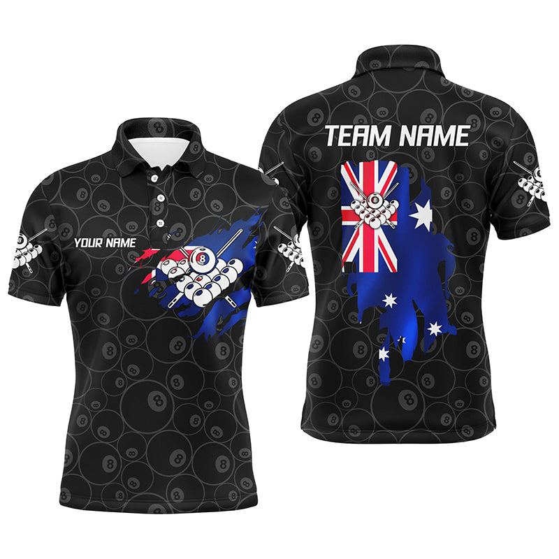 Personalized Australian Flag 8 Ball Pool Billiards Polo Shirts For Men Custom Billiard Team Shirts VHM0618