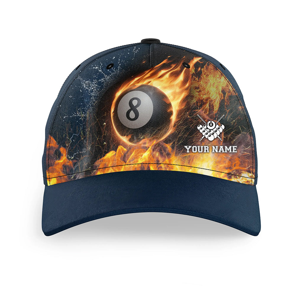 Personalized Fire And Water 3D 8 Ball Billiards Hat Cap For Pool