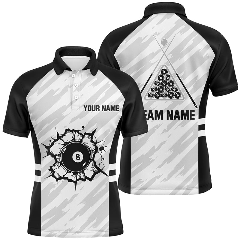 Personalized Sport Billiard 8 Ball 3D Polo Shirts For Men, Custom Billiard 8 Ball Pool Team Jerseys VHM1040