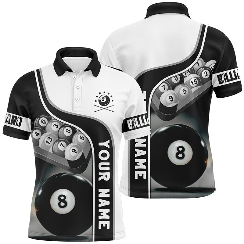 Personalized 8 Ball Pool Billiard Balls 3D Polo Shirts For Men, Custom Name Billiard Team Shirts VHM0721