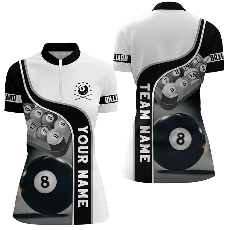 Personalized 8 Ball Pool Billiard Balls 3D Quarter-Zip Shirts For Women, Custom Billiard Team Shirts VHM0721