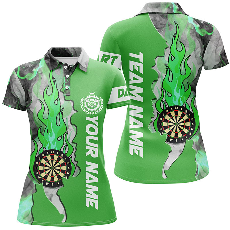 Personalized Green Darts Board Fire Flame Smoke Women Darts Polo Shirt Myfihu 1284