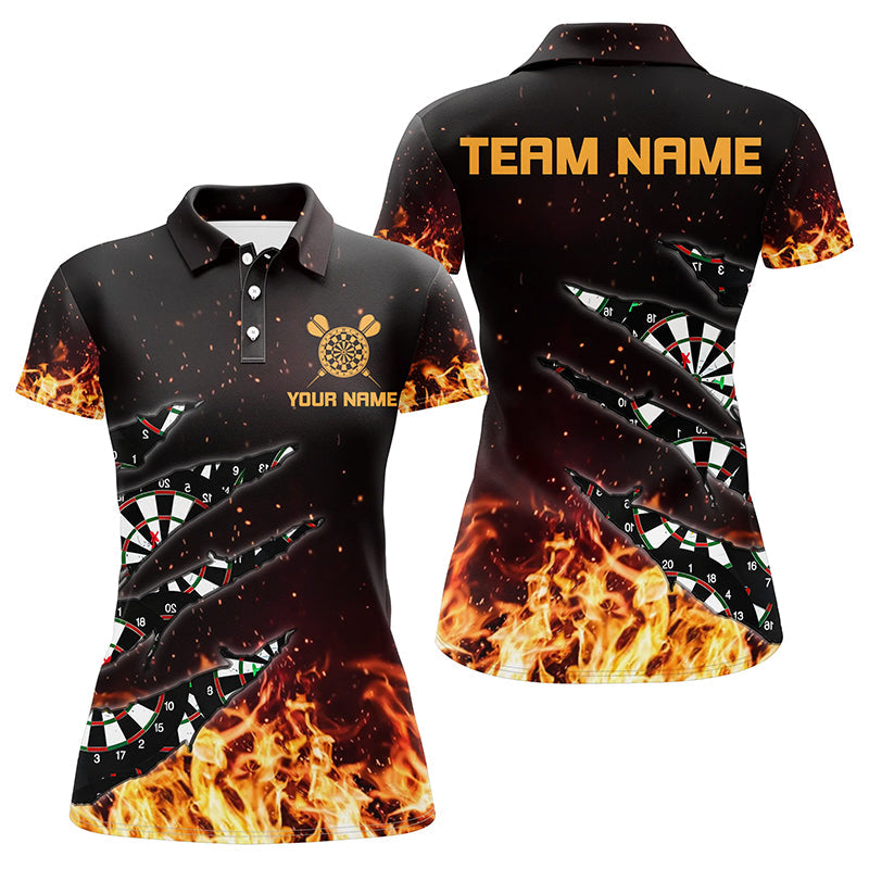 Personalized Dart Board Fire Flame Women Darts Polo Shirts Custom Dart Myfihu 3097