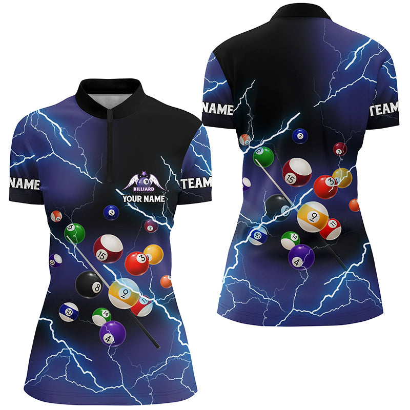 Personalized Billiard Balls Thunder Lightning Purple Version Custom Women Quarter-Zip Shirts TDM0624