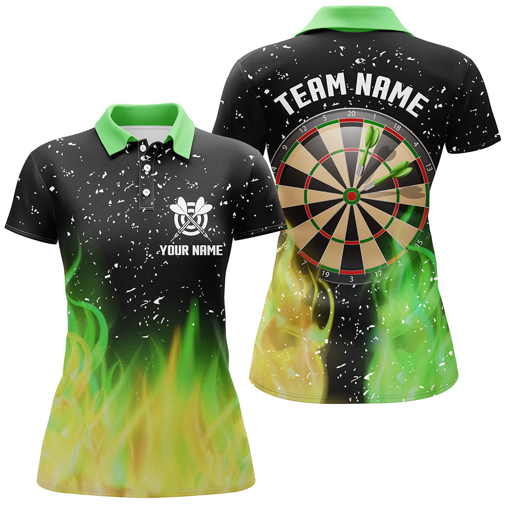 Green And Yellow Fire Dartboard Women Darts Polo Shirts Custom Dart Sh Myfihu 2277