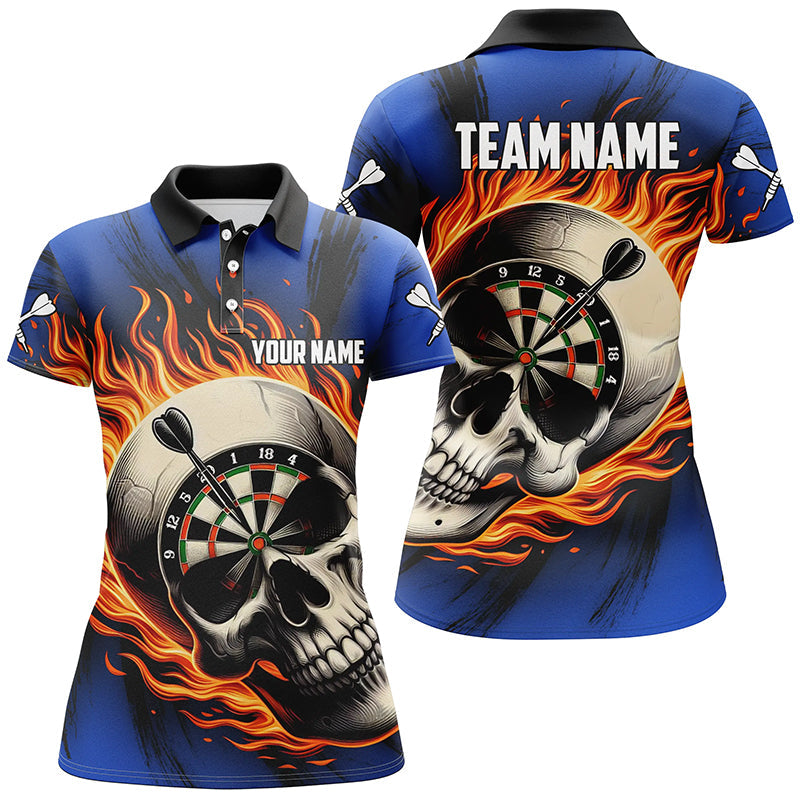 Flaming Dart Skull Darts Polo Shirts For Women Customized Darts Shirts Myfihu 9555