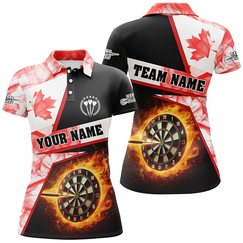 Personalized Darts Flame Canada Flag Smoke Women Polo Shirts Custom Da Myfihu 7429