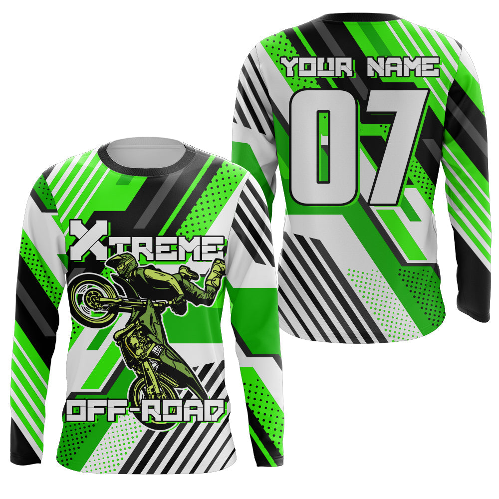 Personalized Motocross Jersey UPF30+, Motorcycle Green Dirt Bike Racin –  Myfihu