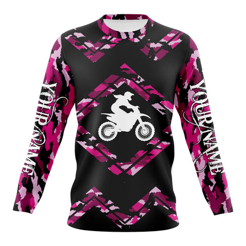 Pink Camo Motocross Jersey Personalized Female Rider Shirt Motorcycle Women Jersey| NMS496