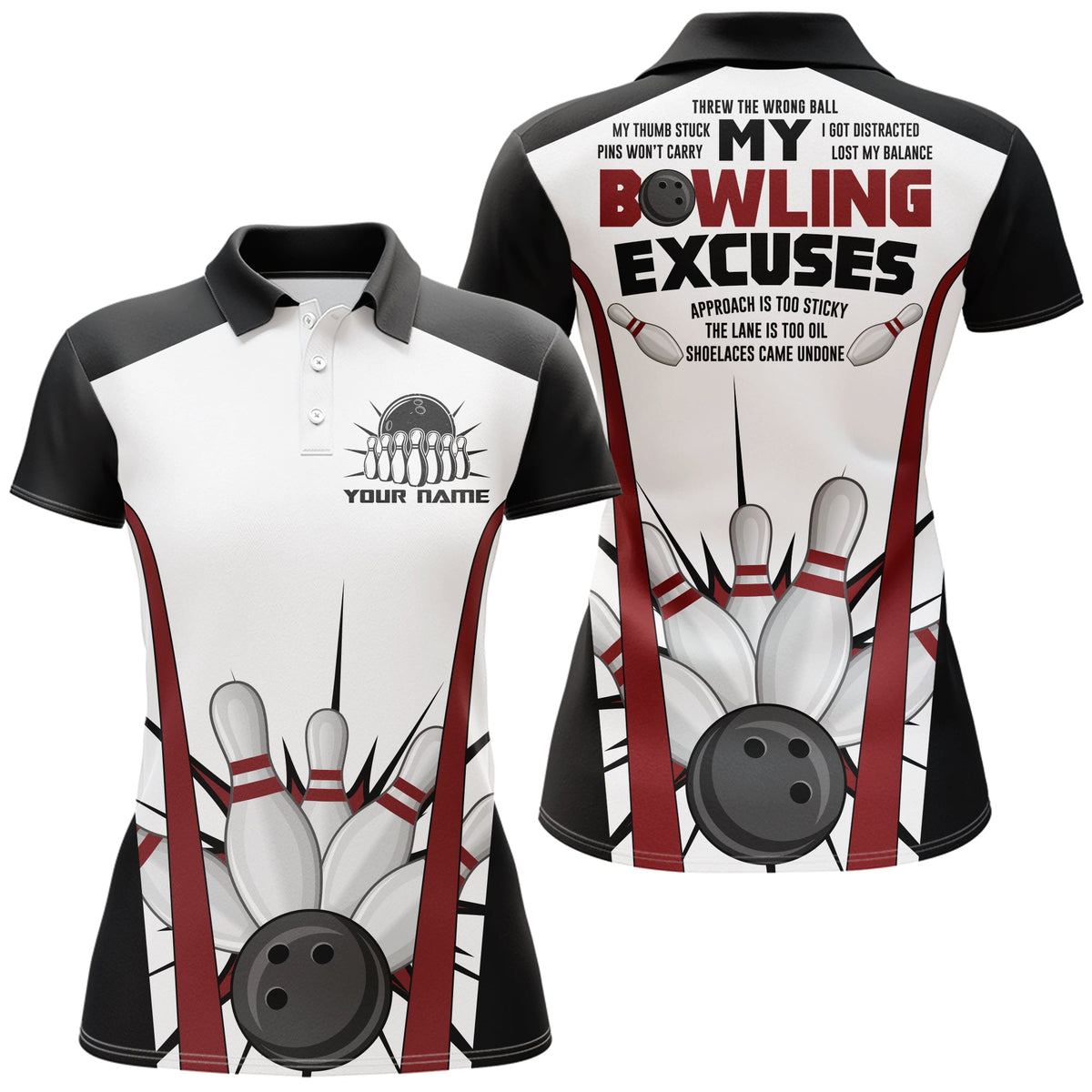 Myfihu Custom Bowling Shirt for Women Yellow&Black Bowling Jersey with Name League Bowling Lady Polo Shirt NBP178, Women Polo Shirt / 2XL