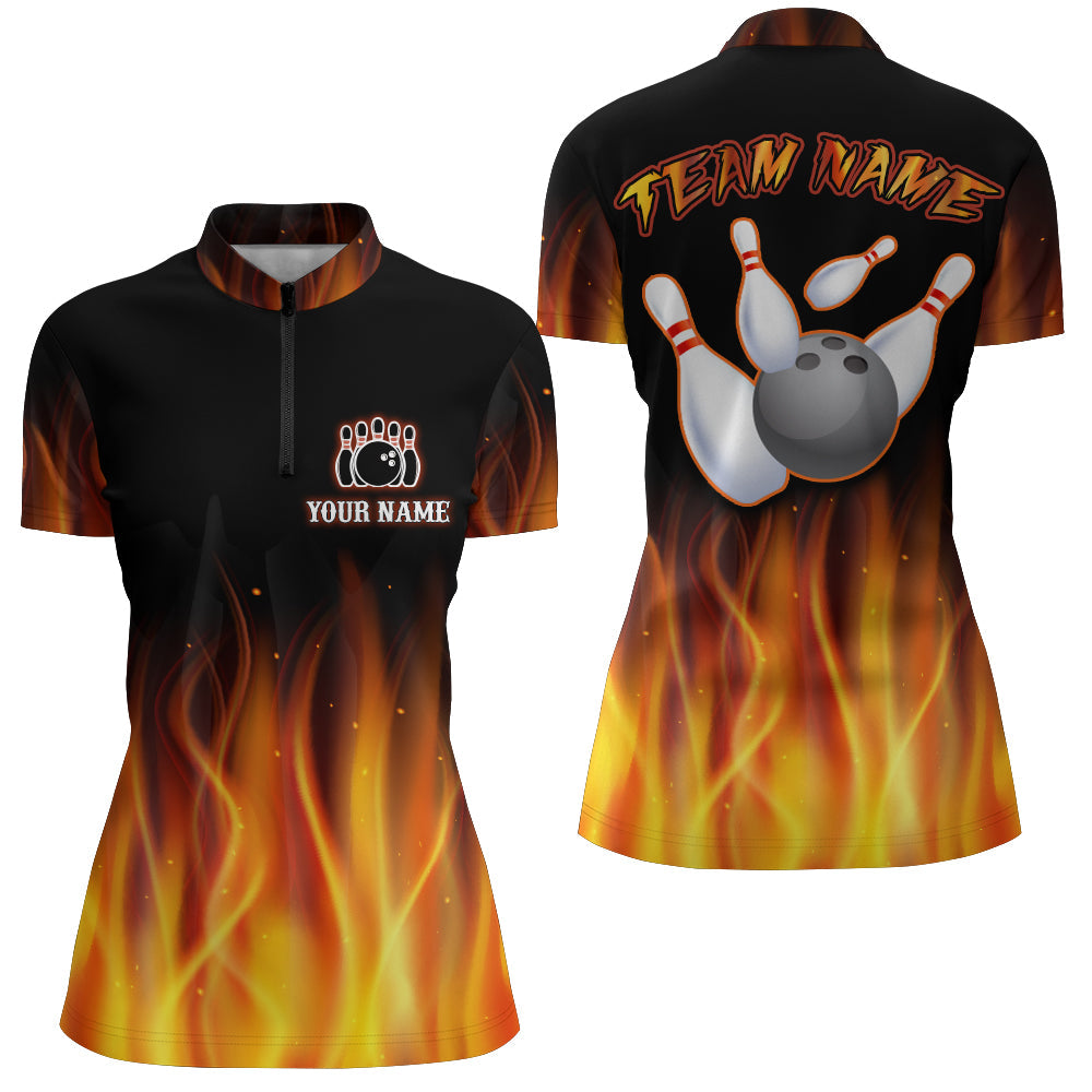 Personalized Bowling Shits Bowling Team Jersey Bowling 1/4-Zip for Women QZT17