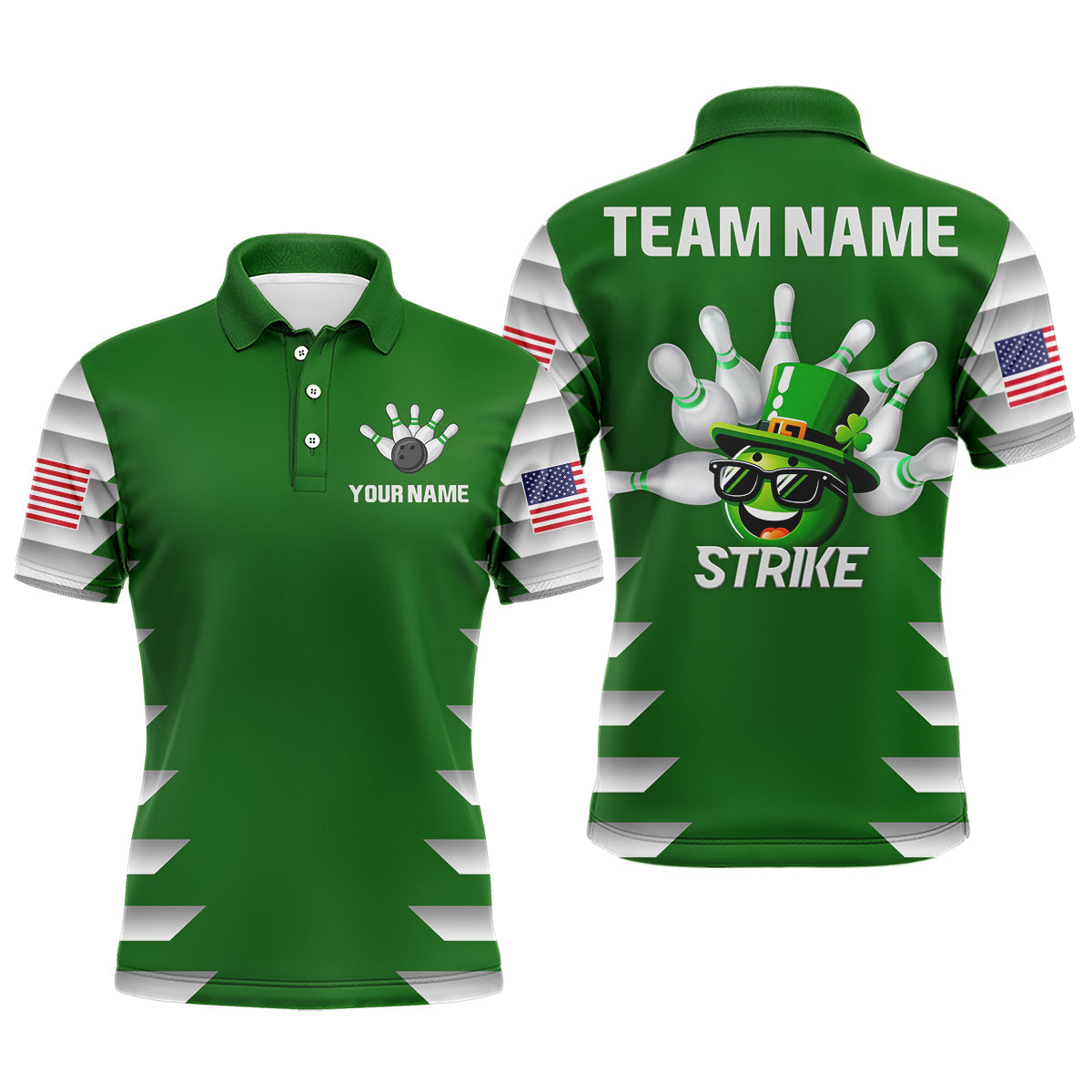 Lucky Bowling Shirt for Men St. Patrick Day Bowling Shirt Custom Green Polo Shirt QZT221