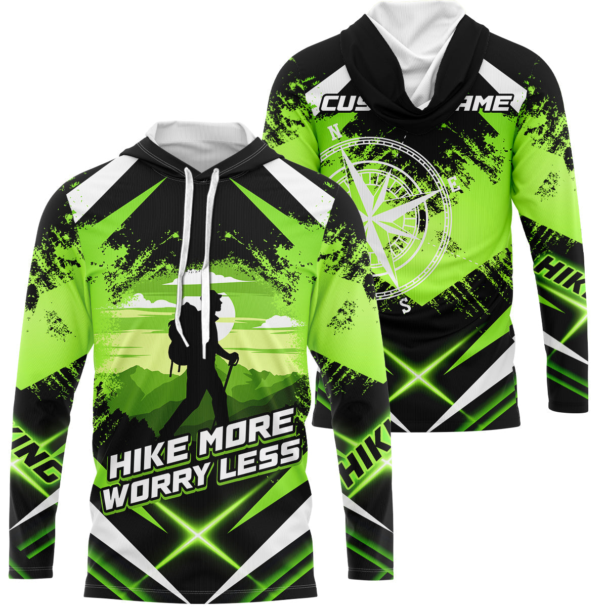 Green Hiking Shirt For Men Women Upf30+ Custom Hiking Shirts Short & Long Sleeved HM15