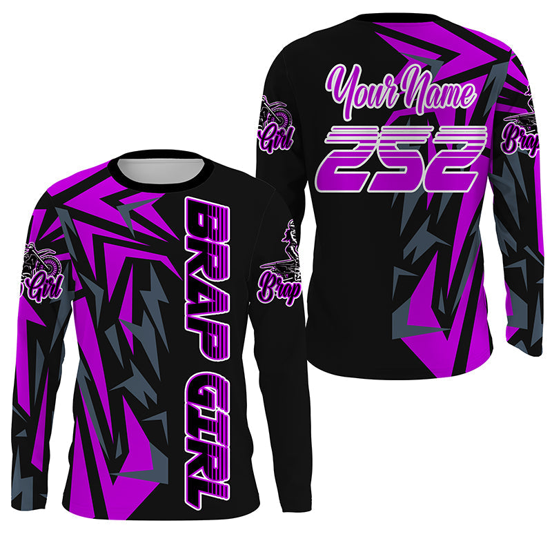 Brap Girl Purple Motocross Jersey Personalized UPF30+ Women Girls