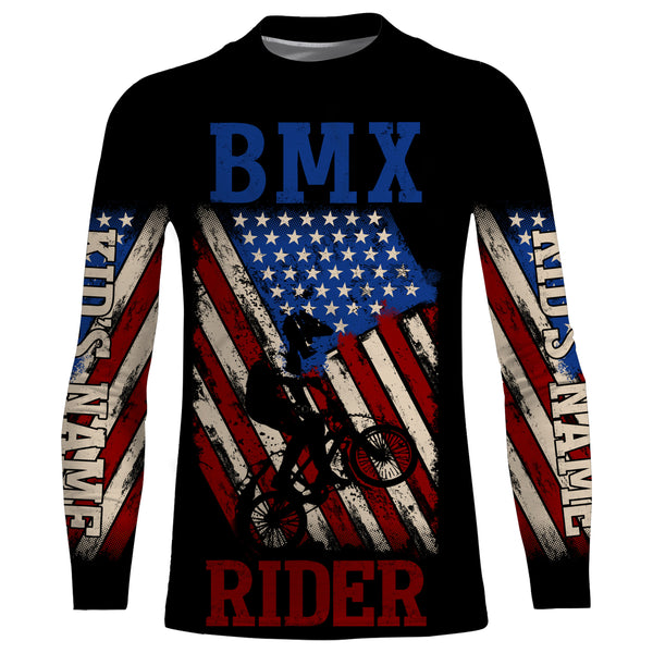 American Mountain Bike Jersey, BMX Rider Custom Patriotic Shirt for Cyclist, Bike Rider, Racing Cycling| JTS438