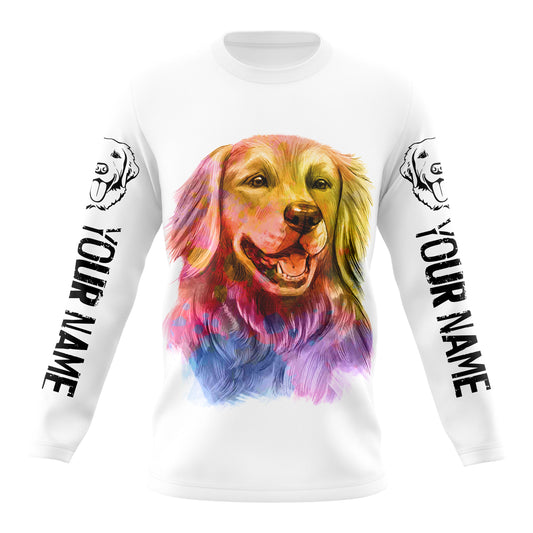 Colorful Labrador Retriever T-shirt Long Sleeve Hoodie| Custom Name Dog Shirt for Lab Mom Lab Dad| JTSD296