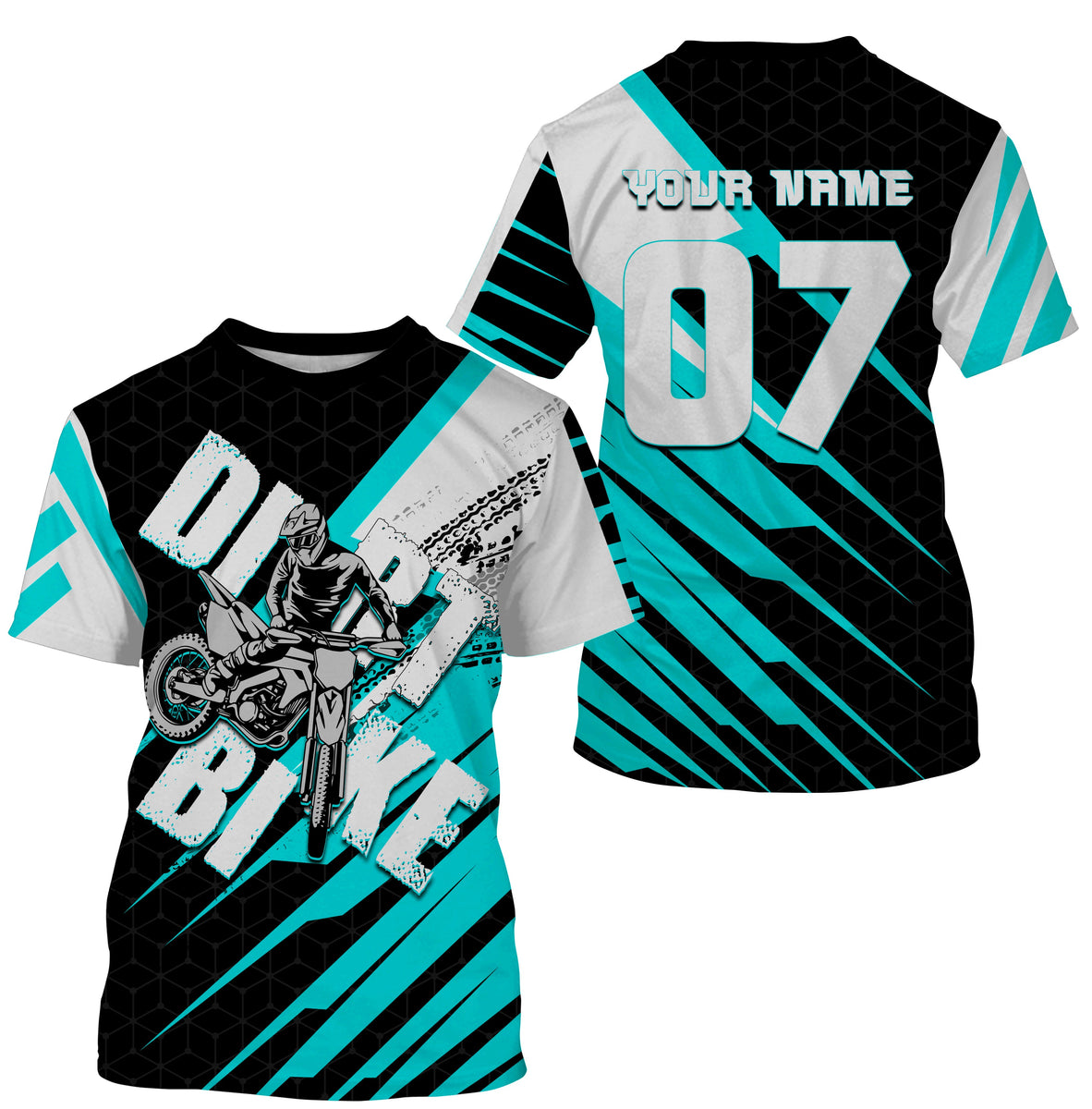 Turquoise custom dirt bike jersey UPF30+ kid&adult riders motocross ra –  Myfihu