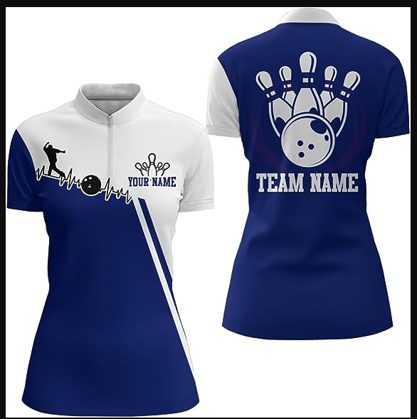 Camo Bowling Quarter-Zip Shirt for Women Custom Bowling Team Shirt Bowlers Jersey QZT2
