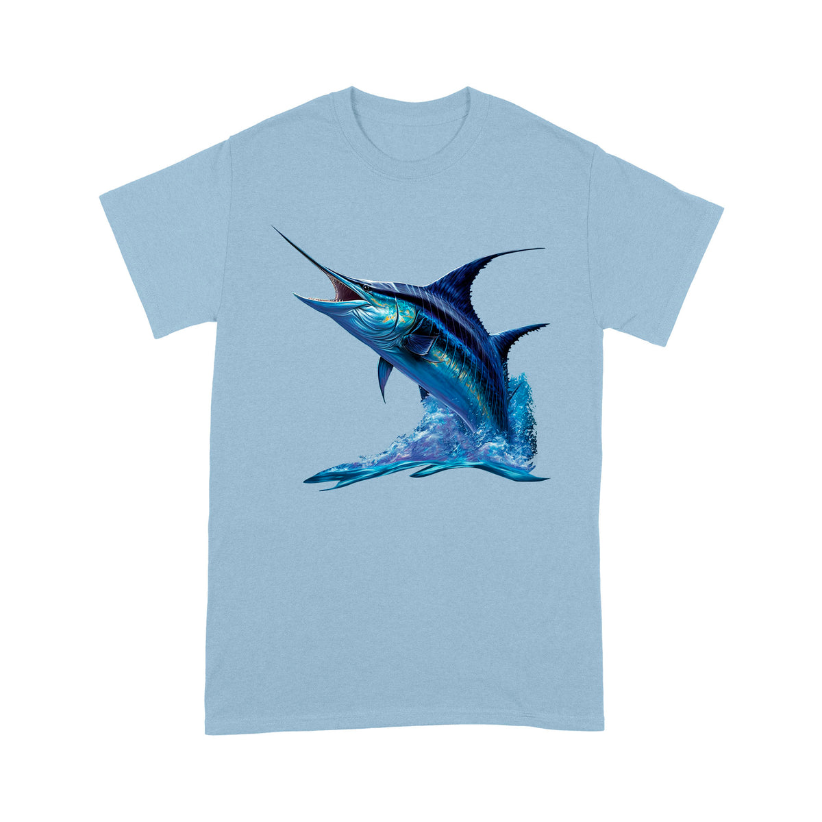 Blue Marlin Deep Sea Fishing T Shirts, Marlin Saltwater Fishing Shirt Offshore Fishing IPHW3895, 2XL / Heather Grey