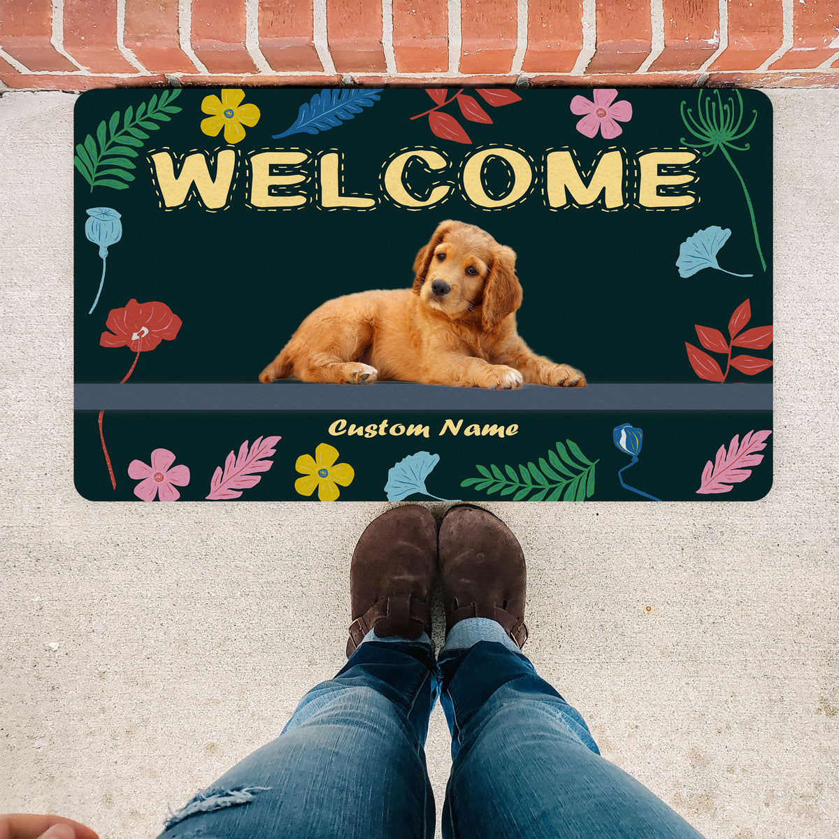 Personalized Dog Welcome Mat Welcome Sunflower Dog Doormat Custom Gif –  Myfihu