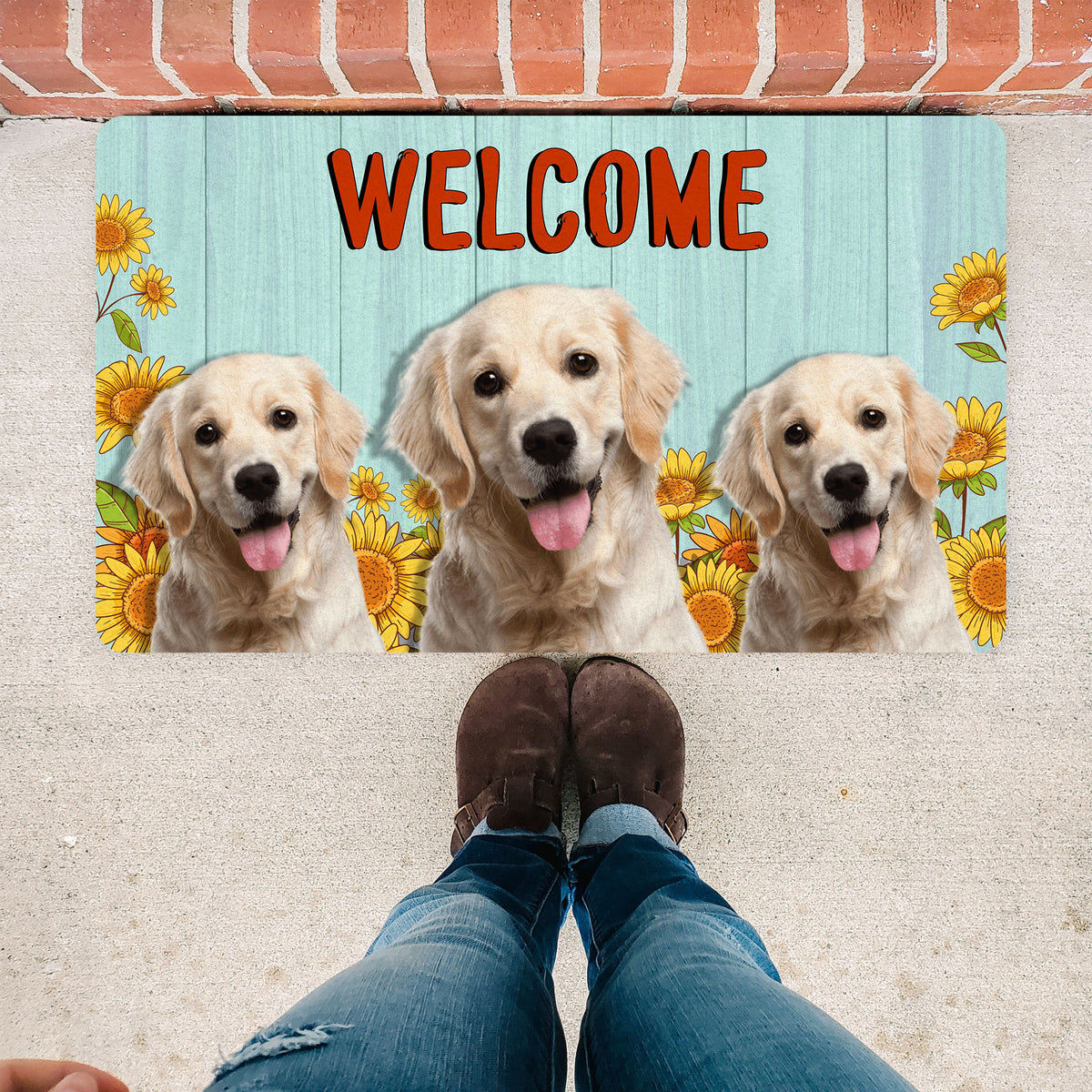 Personalized Dog Welcome Mat Welcome Sunflower Dog Doormat Custom Gif –  Myfihu