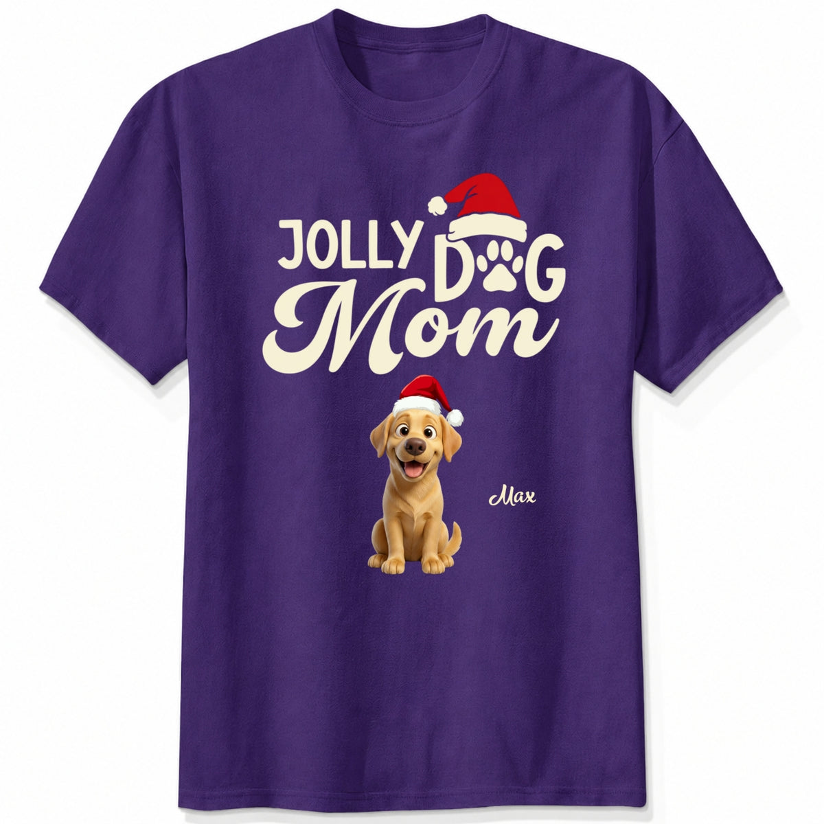 Funny Custom Dog Christmas T-Shirt, Jolly Dog Mom Personalized Pet Shirt, Festive Dog Lover Tee FSDM108
