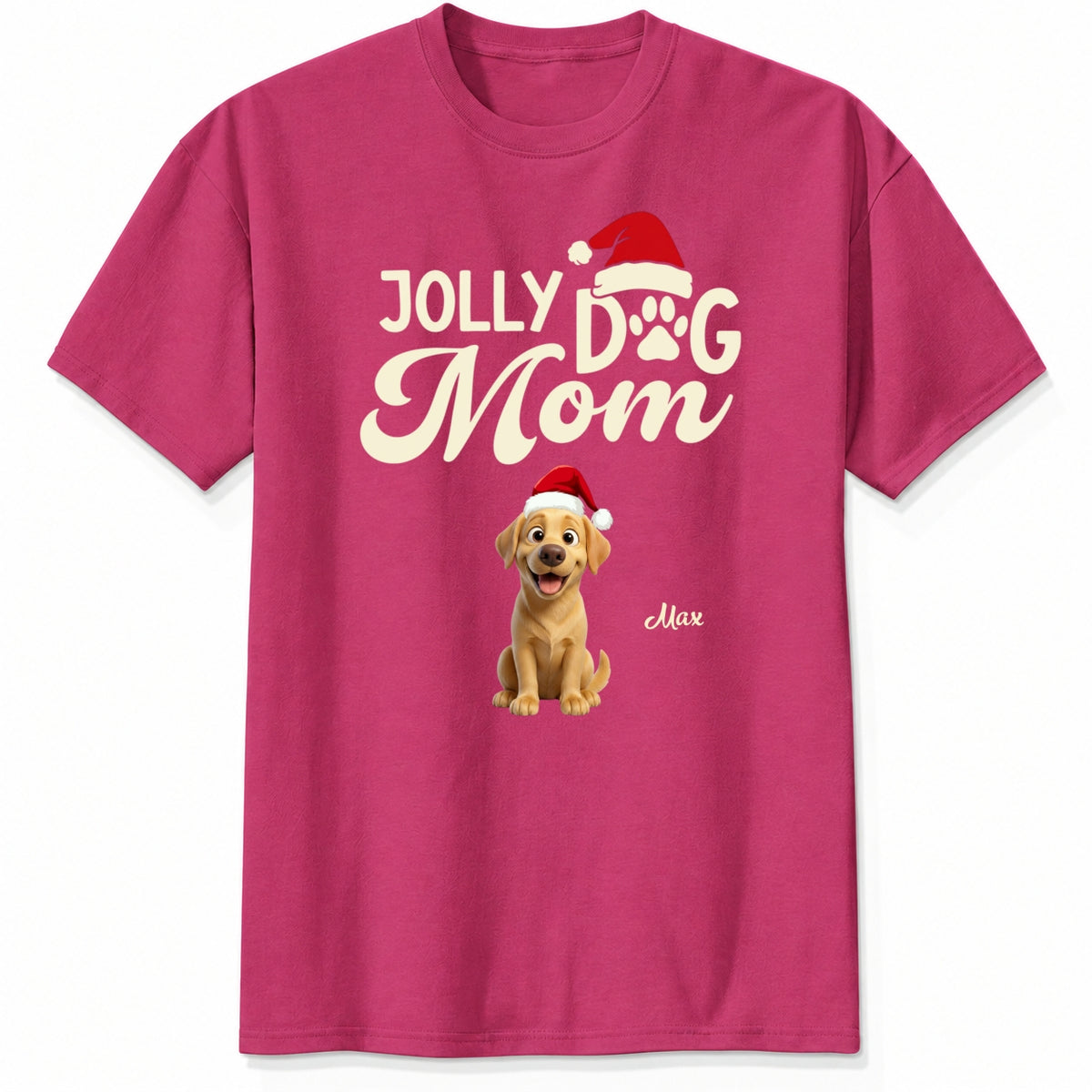 Funny Custom Dog Christmas T-Shirt, Jolly Dog Mom Personalized Pet Shirt, Festive Dog Lover Tee FSDM108