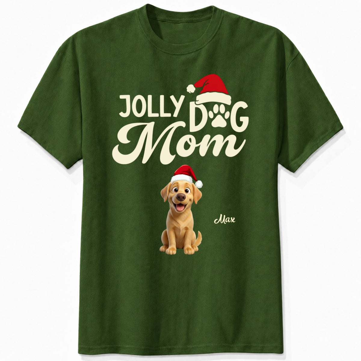 Funny Custom Dog Christmas T-Shirt, Jolly Dog Mom Personalized Pet Shirt, Festive Dog Lover Tee FSDM108