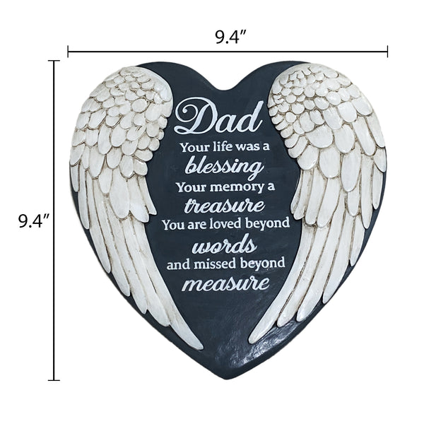 Dad Memorial Garden Stone gifts for Loss of Dad, Loss of Father Angel Wings Heart Stepping Stone TNS13