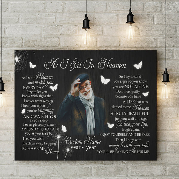 As I Sin In Heaven Memorial Canvas Gifts For Loss Loved One| Remembrance Canvas Wall Art Gift NXM153