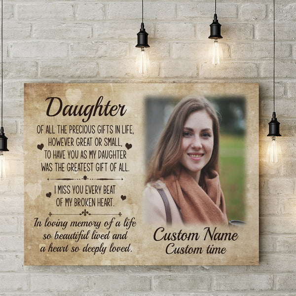 Daughter Memorial Canvas| In Memory Of My Daughter| Sympathy Gifts for Loss of Daughter NXM412