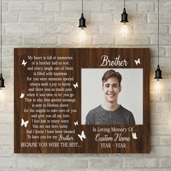 Brother Memorial Canvas Gift| Sympathy Gift For Loss Of Brother| In Memory Of Brother Remembrance NXM306