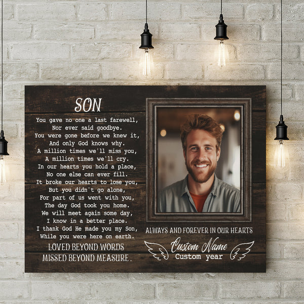 Son Memorial Personalized Canvas Gift| Sympathy Gift For Loss Of Son In Heaven| In Loving Memory Of Son NXM399