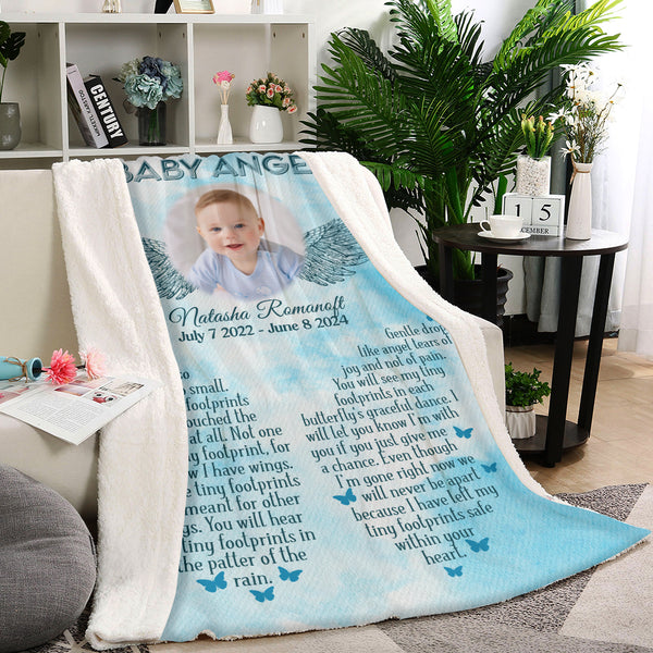 Baby Angel Personalized Memorial Blanket, Remembrance Throw Gift For Loss of Baby In Heaven MM25