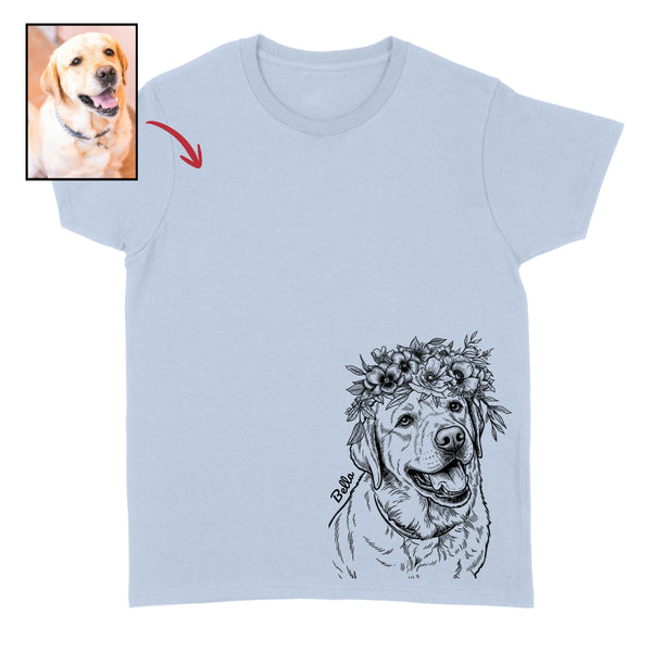 Custom Dogface with Flowers Bottom Corner Print Unisex T-shirt FSD4845