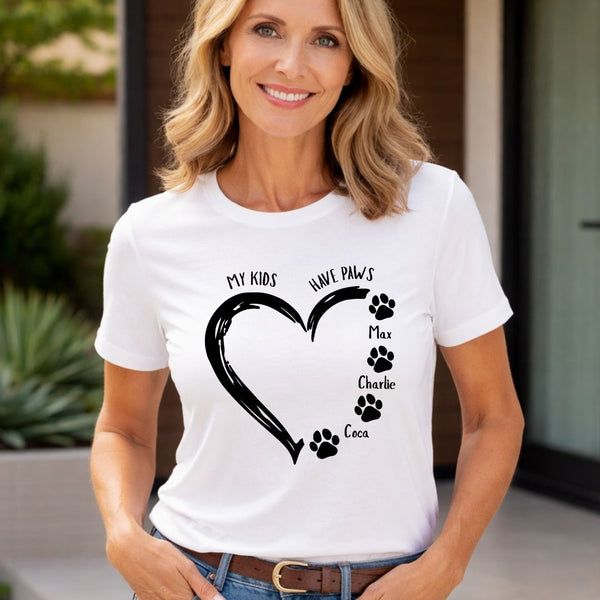 My Kids have Paws Custom Dog Names T-shirt, Mothers Day Gift for Dog Mom FSD4804