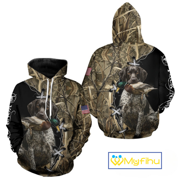 Duck Hunting with German Wirehaired Pointer Customize Name 3D All Over Printed Shirts Personalized Gift NBT151