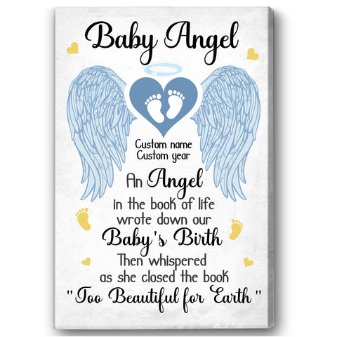 Baby Angel Memorial Canvas Gifts Loss Baby| Personalized Memorial Gift For Loss of Baby NXM235