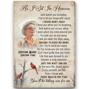As I Sit In Heaven Memorial Canvas| Memorial Gifts For Loss Of Mother Father Wife Husband In Heaven NXM251