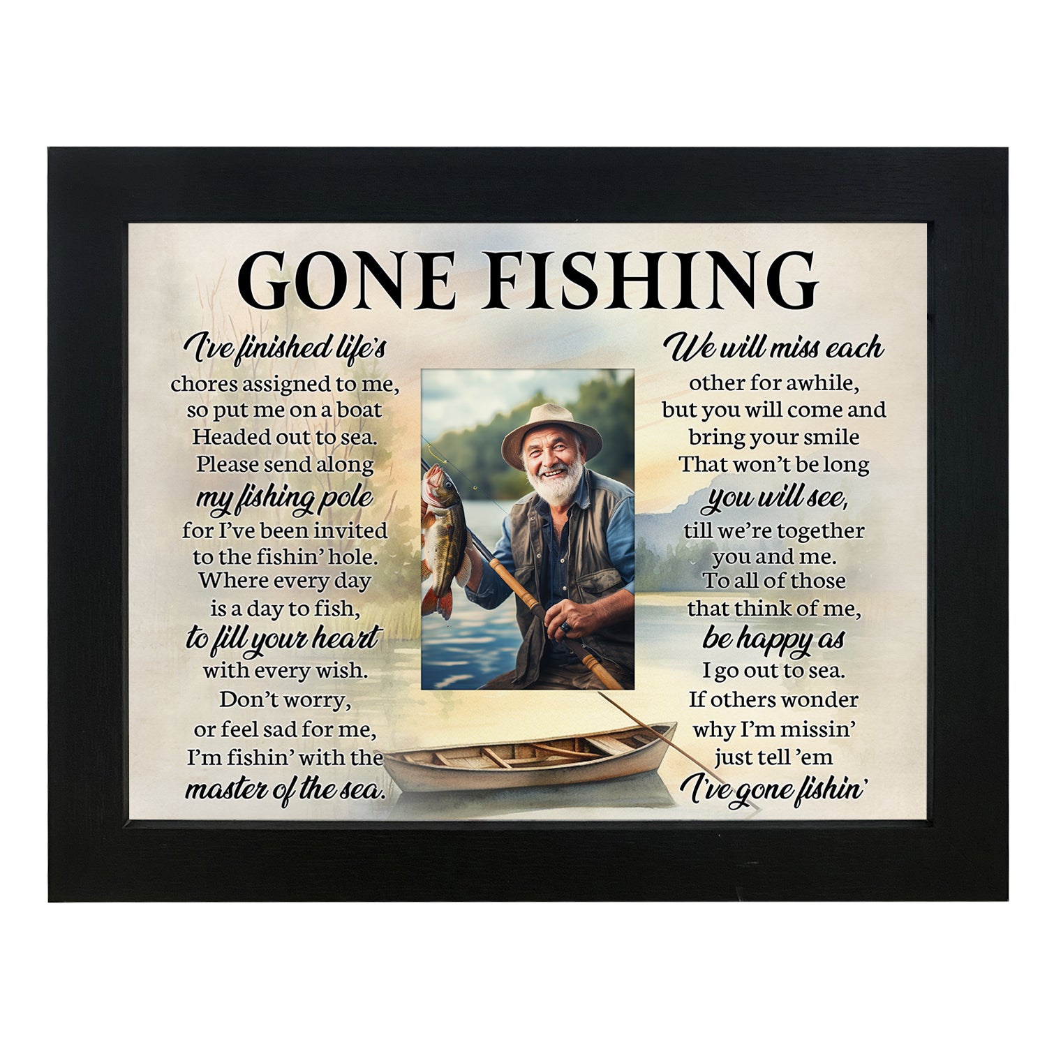 Gone Fishing Memorial Shadow Box, Gone Fishing in Heaven, Fishing in Memory Loss of Loved One TND6