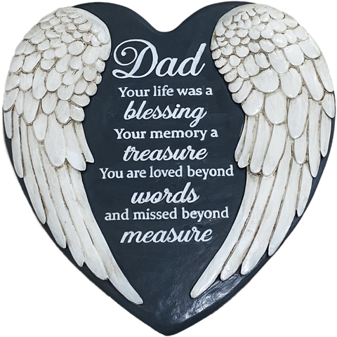 Dad Memorial Garden Stone gifts for Loss of Dad, Loss of Father Angel Wings Heart Stepping Stone TNS13