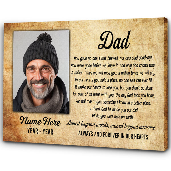 Dad Memorial Canvas Gift Personalized Memorial Gifts for Loss of Dad Father In Heaven M511