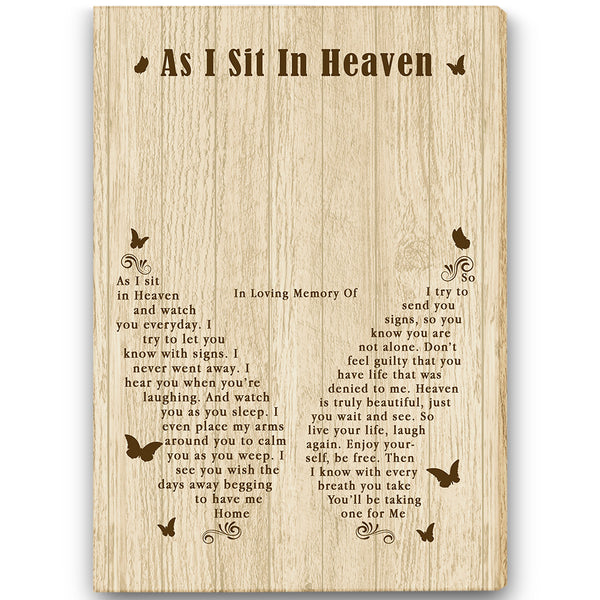 Memorial Canvas Gifts As I Sit In Heaven| Memorial Gifts For Loss Of Loved One Loss Father Mother Brother Son NXM397