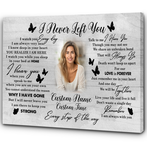 I Never Left you Memorial Canvas Gift| Sympathy Remembrance Gift For Loss Of Loved One In Heaven NXM455