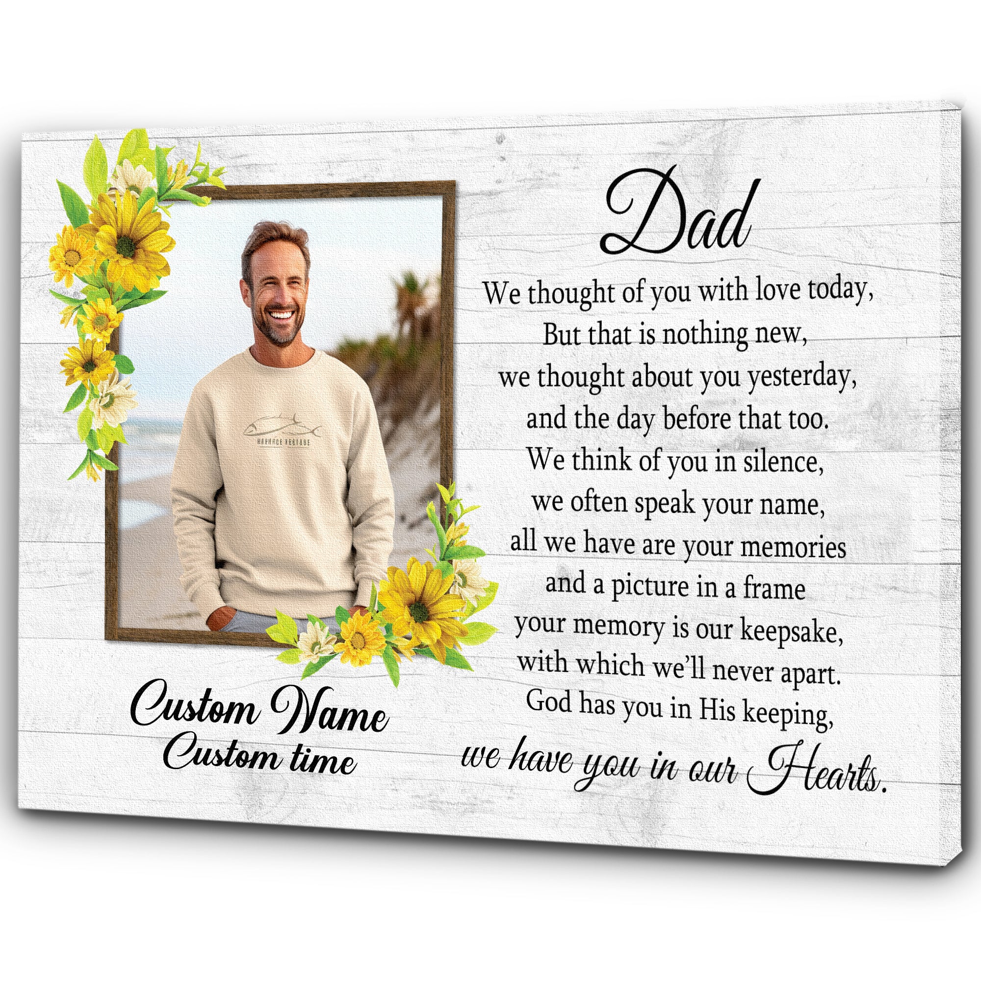 Dad Memorial Canvas Gift Personalized| Memorial Gifts for Loss of Dad Father Sympathy M526