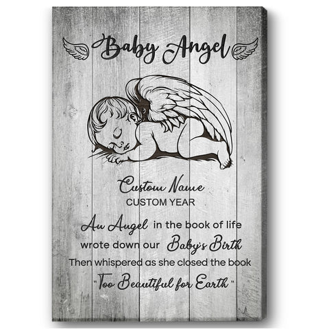 Baby Angel Memorial Canvas Personalized Memorial Gift For Loss of Baby Child Infant Sympathy NXM446