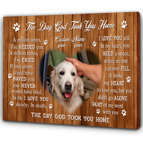 Dog Memorial Personalized Canvas| Memorial Gifts For Loss of Dog Pet| The Day God Took You Home NXM381