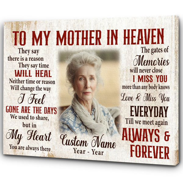 Memorial Gift Personalized for Loss of Mother, To My Mother In Heaven, Mom Bereavement NXM500